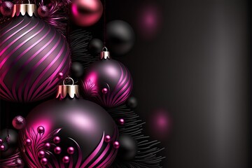 Black and hot pink holiday background, copy space