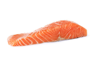 Piece of fresh raw salmon isolated on white