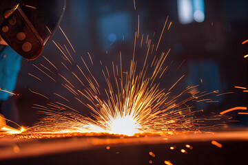 fiery sparks fly from welding metal