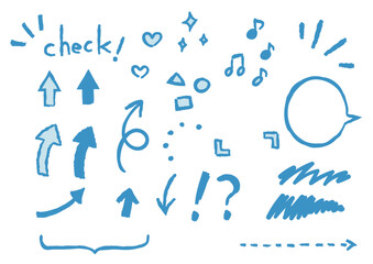 手描き風　ガーリーな矢印や吹き出しなどのあしらいセット