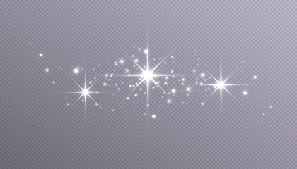 Glowing bright effect with lots of shiny particles isolated on transparent background. Vector star cloud with dusty reflections for design and illustrations.