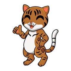 Cute bengal cat cartoon giving thumbs up
