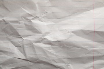 Crumpled sheet of paper as background, top view