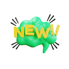 new green cloud chat comic bubble sticker 3d render
