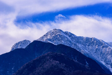 Winter has come to Mt. Kaikomagatake in the Southern Alps of Japan