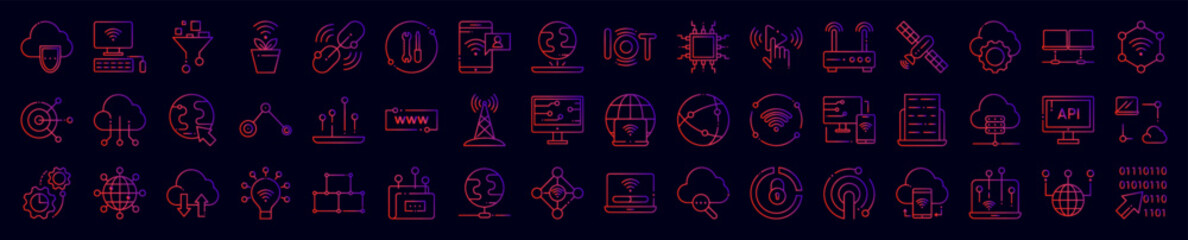 Internet technology nolan icons collection vector illustration design