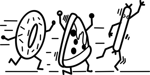 CUTE FOOD DOODLE ILLUSTRATIONS, AWESOME DOODLE