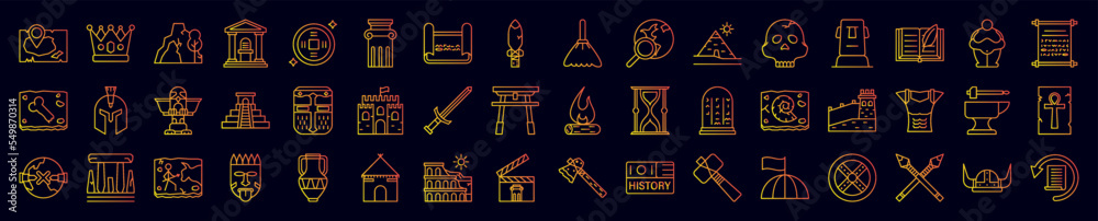 Poster history nolan icons collection vector illustration design