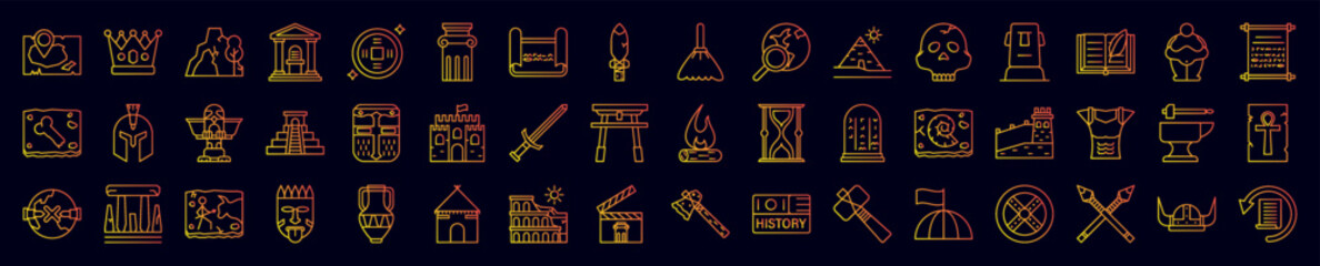History nolan icons collection vector illustration design