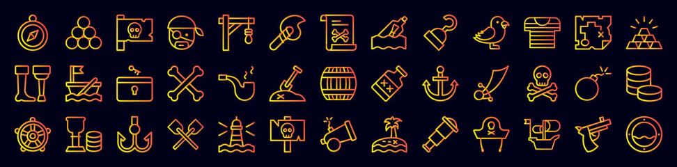 Pirate nolan icons collection vector illustration design
