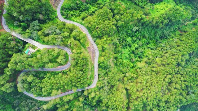 Dran pass seen from above is beautiful and majestic. This is the most beautiful and dangerous pass in Da Lat of Vietnam