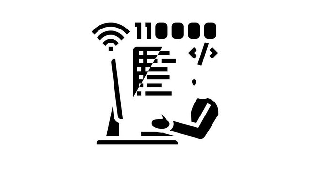 developer freelance glyph icon animation