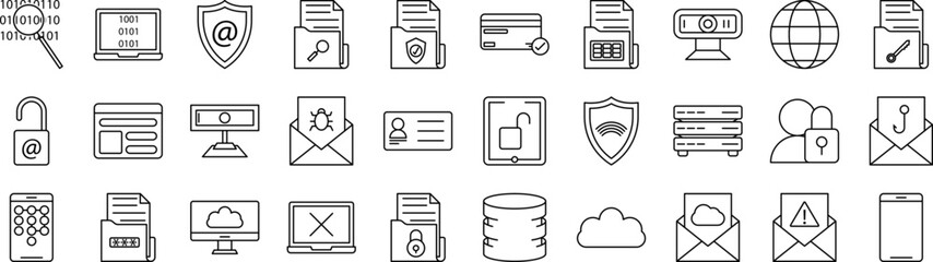 Data secutity icons collection vector illustration design