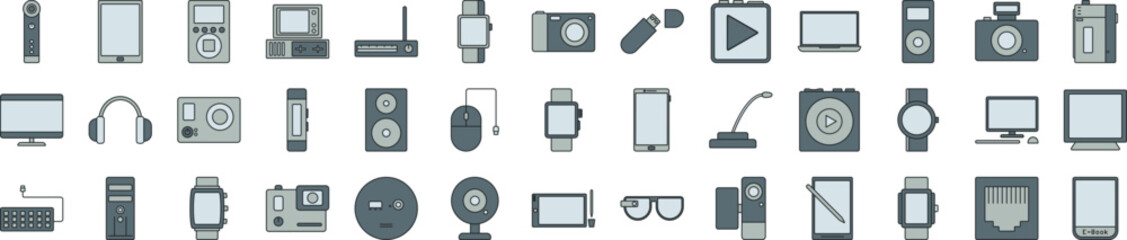 Devices filed icons collection vector illustration design
