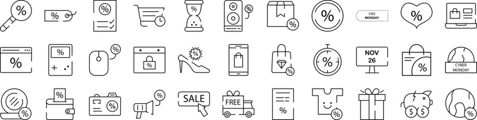 Cyber monday icons collection vector illustration design