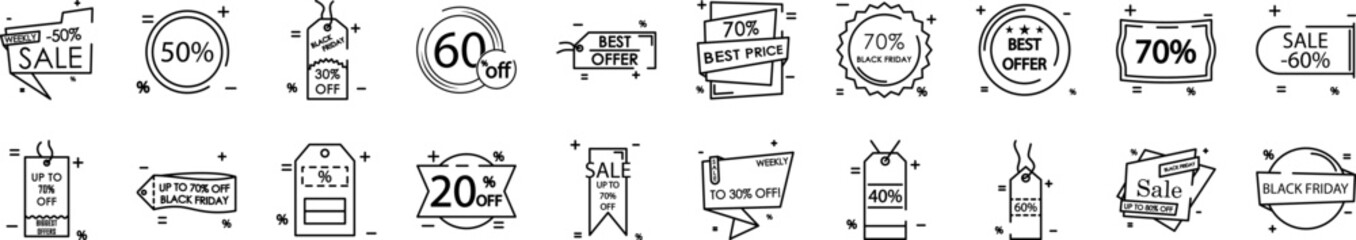 Discount tag icons collection vector illustration design