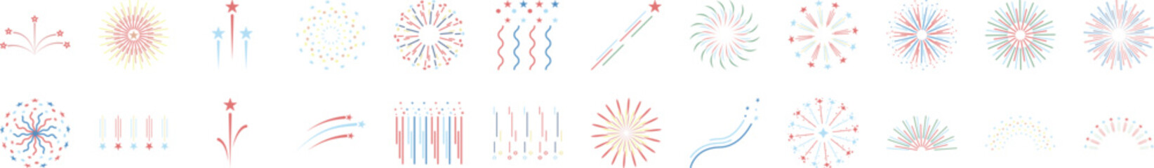 Fireworks cartoon icons collection vector illustration design