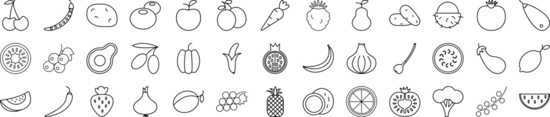 Fruit web icons collection vector illustration design