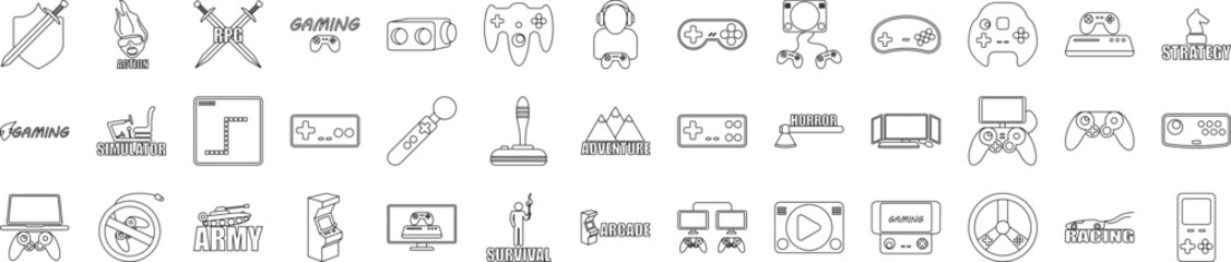 Gaming icons collection vector illustration design