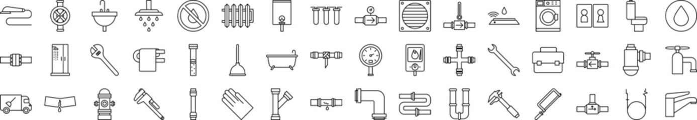 Plumbering elements icons collection vector illustration design
