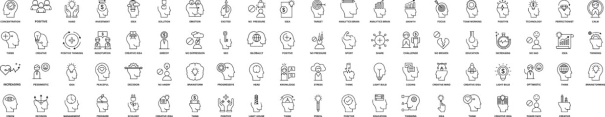 Positive thinking icons collection vector illustration design