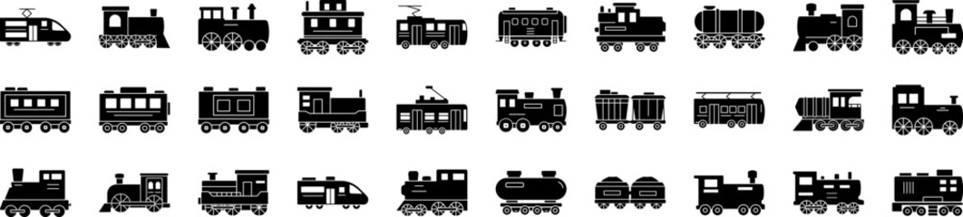 Rail transport icons collection vector illustration design