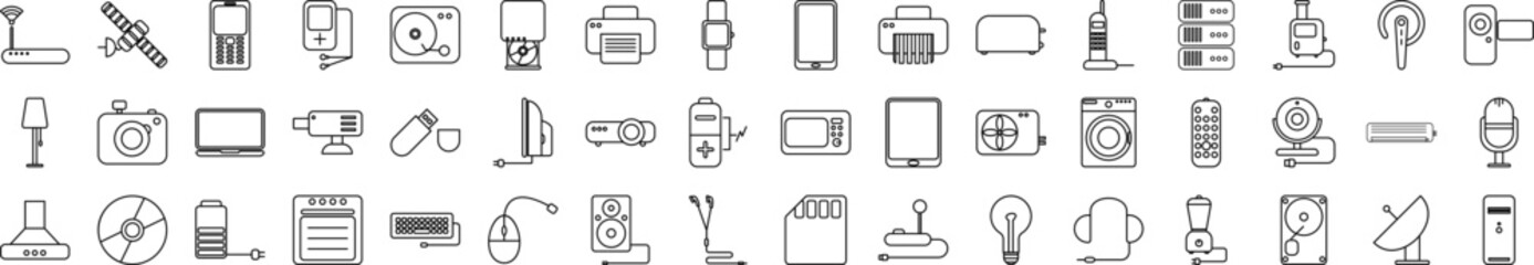 Technology web icons collection vector illustration design