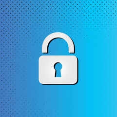 Minimalist flat white padlock. modern design