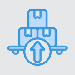 Export icon in blue style about logistics, use for website mobile app presentation