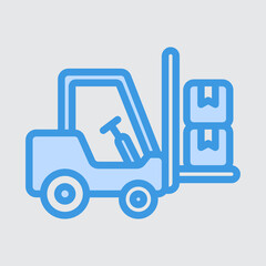 Forklift icon in blue style about logistics, use for website mobile app presentation