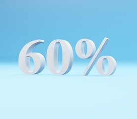 3D Illustrator Number 60 percent best for winter sale event background
