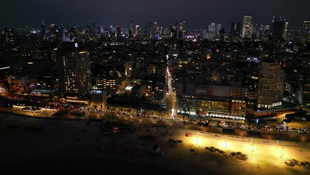 Israel Tel Aviv night center aerial 02