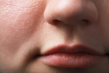 Fototapeta premium Closeup view of woman with normal skin and beautiful lips