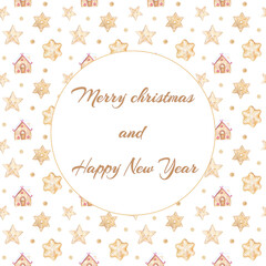 Merry christmas and happy new year elegant card .