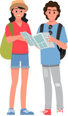 Happy group of teen and Family traveler
.Vector illustration cartoon character.