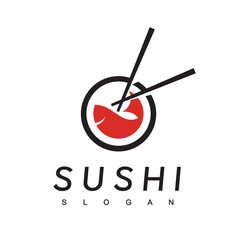 Sushi Logo Design Template, Japanese Food Icon
