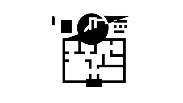 plumbing plan interior design glyph icon animation