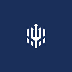 trident poseidon logo icon vector template