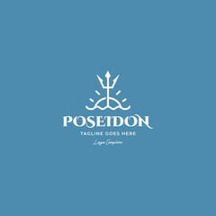 poseidon trident with waves logo icon vector template
