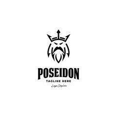 simple poseidon king with trident crown logo icon vector template - obrazy, fototapety, plakaty