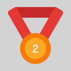 Second medal icon in flat style, use for website mobile app presentation