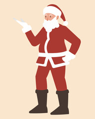 Fototapeta na wymiar flat vector, character design illustration. Santa Claus standing and handing up