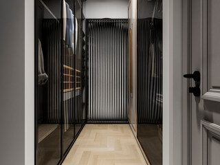 3D rendering, wardrobe and dresser design in the cloakroom
