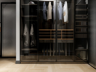 3D rendering, wardrobe and dresser design in the cloakroom