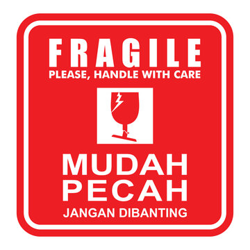 Fragile, Please handle with care, sticker label