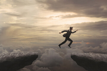 Business man jumping 3d illustration