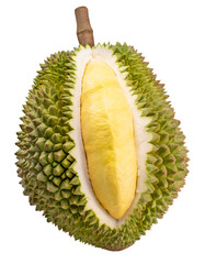 Fototapeta premium Durian isolated on white background, Durian for packaging design PNG File.