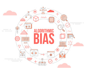 algorithmic bias concept with icon set template banner and circle round shape