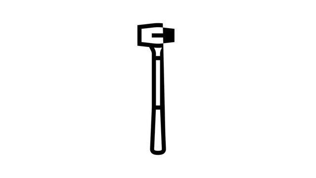 brass hammer tool line icon animation