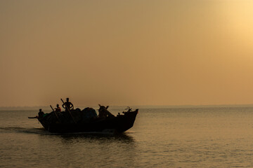 A country fishing boat going to deep sea for fishing.